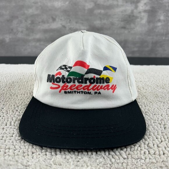 Vintage Motodrome Speedway Snapback Hat OSFA Racing Cap Two Tone Pennsylvania - Picture 1 of 10